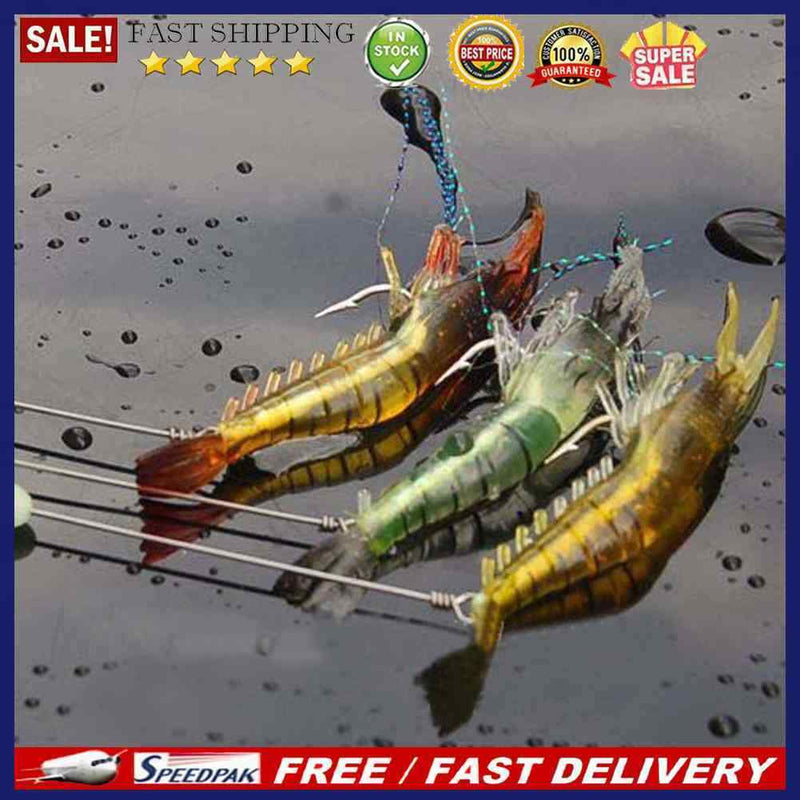 6G 3PCS Luminous Soft Lures Artificial Shrimp Hooks Fishing Baits