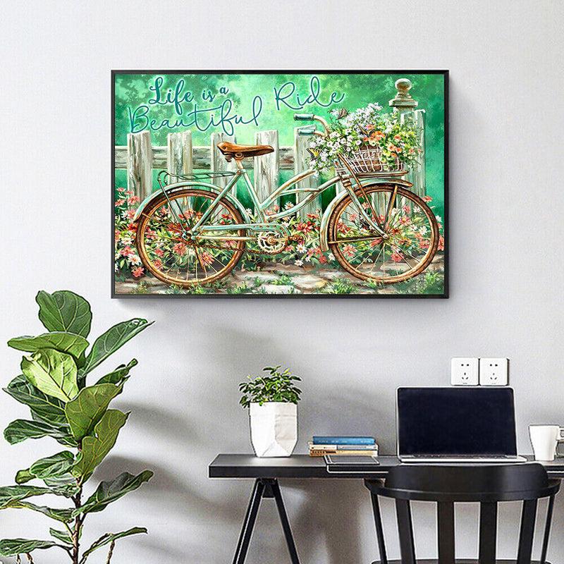Handmade Bicycle in Garden 5D DIY Full Round Drill Drawing Kit Diamond Painting