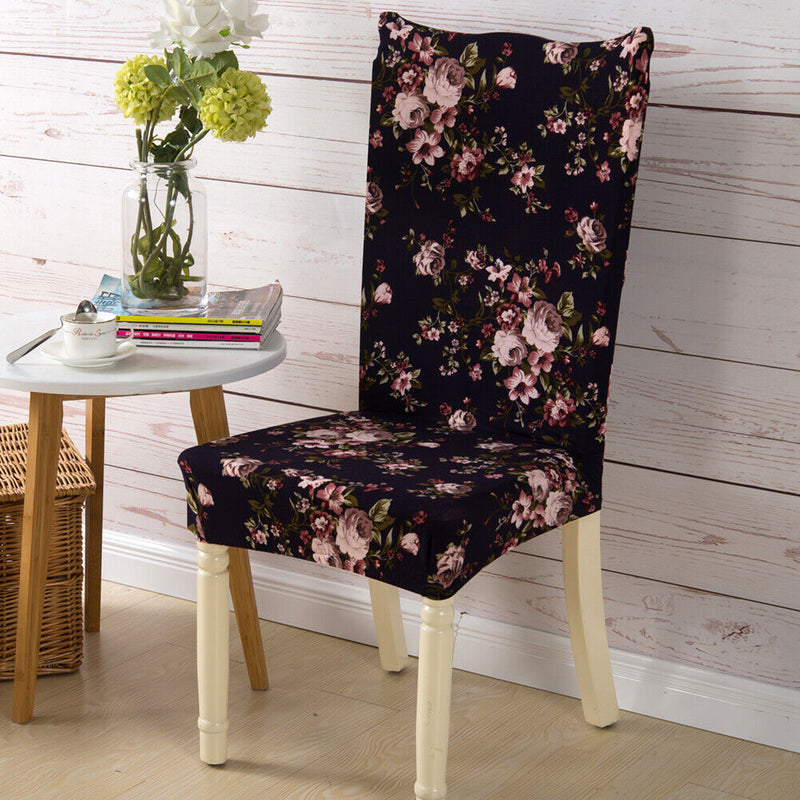Removable Conjoined Stretchy Floral Home Stool Chair Seat Cover (5
