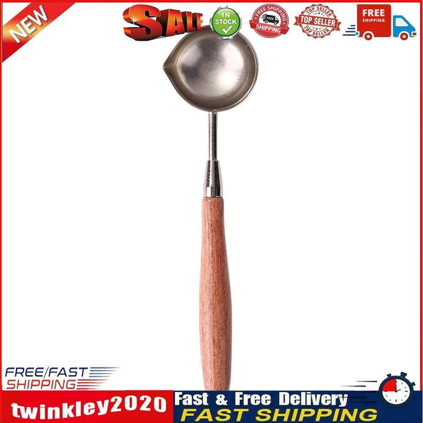 Wooden Handle Sealing Wax Bead Tablet Melting Spoon for Scrapbooking (B) Newly