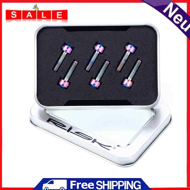 RISK 6pcs M5x16/18mm Titanium Stem Screws Bolt Bicycle Bike MTB Handleable Screws