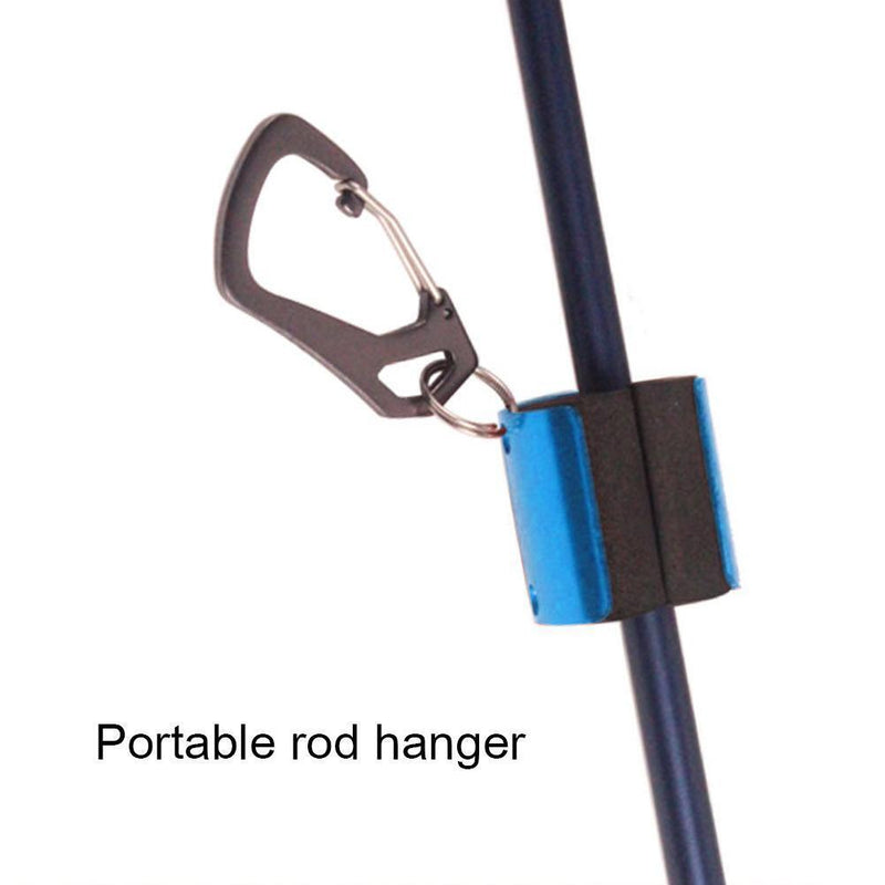 2 pcPortable Fishing Rod Hanging Clamp with Carabiner Fishing Pole Holder Blue
