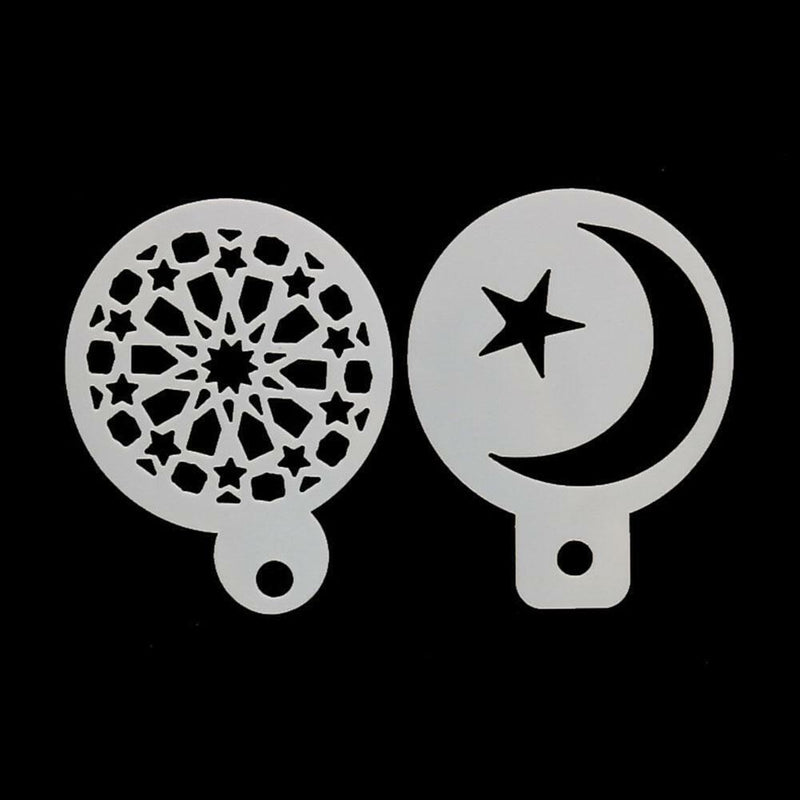 8pcs Eid Mubarak Coffee Spray Stencils Cookie Pastry Cakes Molds Festival Partys