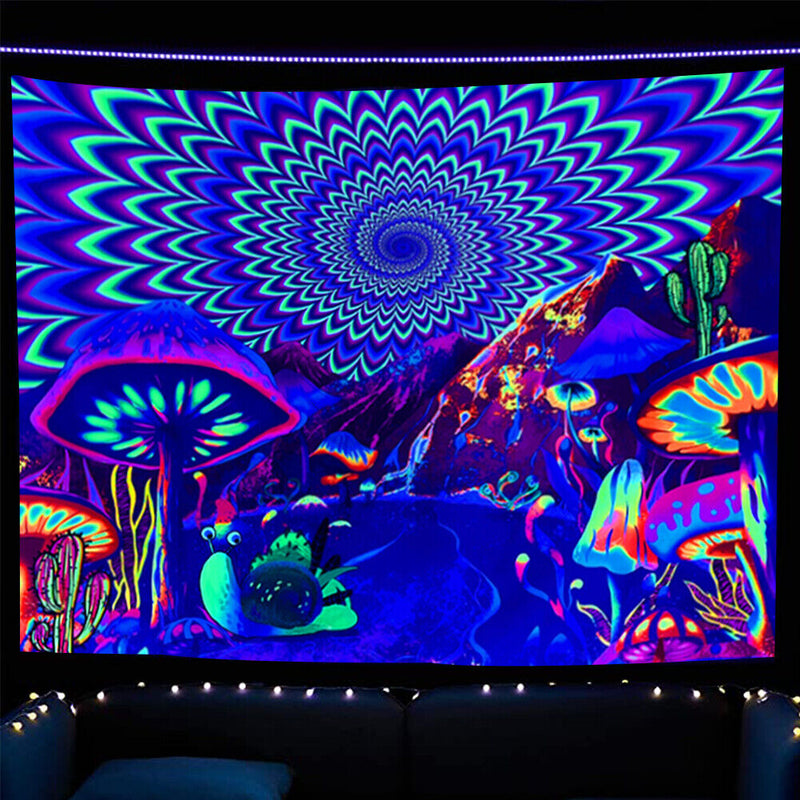 Fluorescent Tapestry Colorful Mushroom Wall Hanging Bedroom Living Room Dec