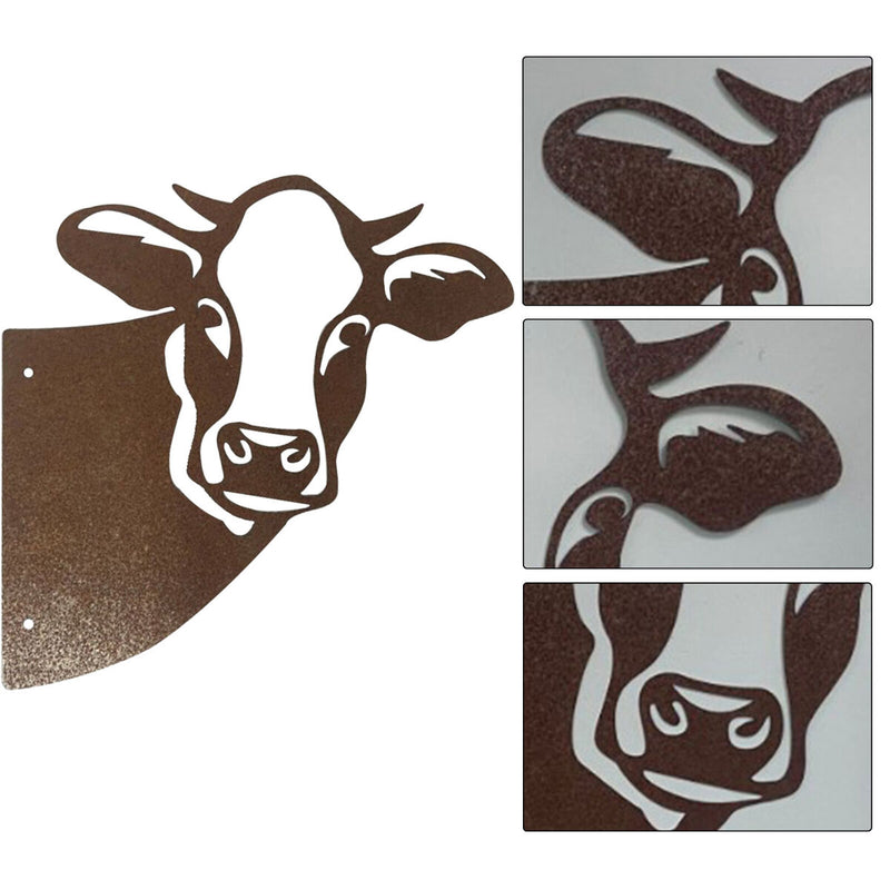 Garden Ornament Rusty Animal Scout Stakes Metal Silhouette Statue (Cow) Newly