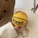 Casual Ball Shaped Shoulder Tote Women Leather Plush Crossbody Bag (Yellow)