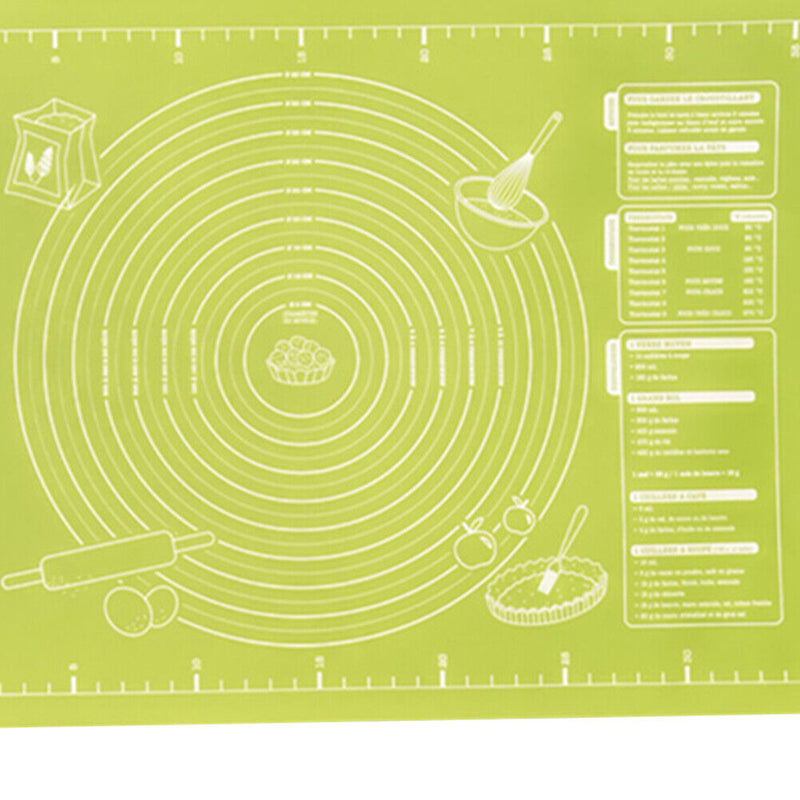 Rolling Dough Baking Mat Silicone Pizza Cake Maker Pad (Green 45x60cm) Newly