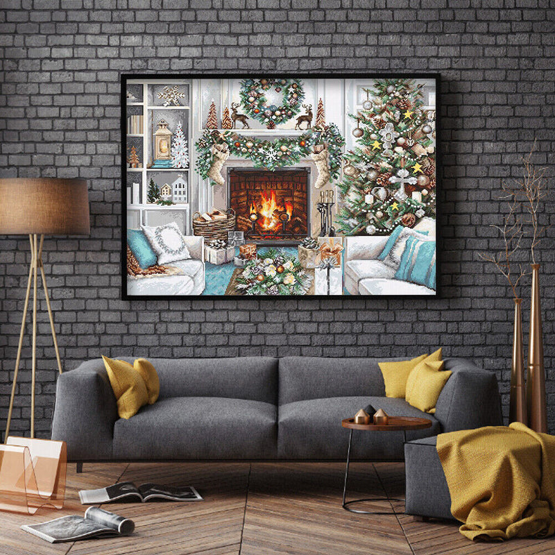 Full Embroidery Christmas 3-Beach 11CT Printed Cross Stitch Cotton DIY Kits