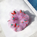 Stretch Strawberry Print Hair Bands Scrunchies Hair Rope Ties Ponytail Hair R