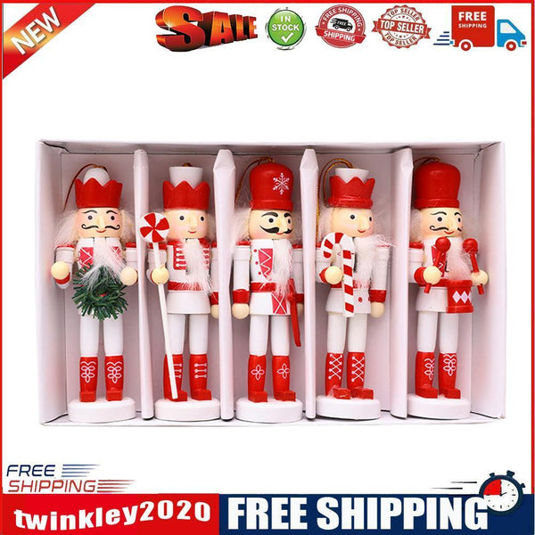 5pcs Walnut Soldier Wooden Ornaments Desktop Home Decorations Children Toys