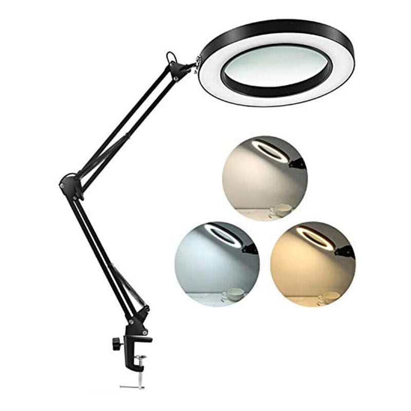 LED 8x Magnifying Glass Table Lamp Cold Clamp Light for Repairing Tattooing