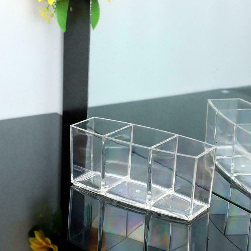 Makeup Brush Holder Organizer 3-Slot Acrylic Cosmetic UK Storage Brushes Z7S6
