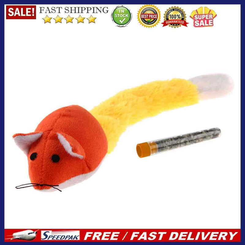 Colorful Plush False Mouse Toys Pet Cat Playing Toys With Mint Tube(Orange)