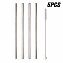 4X Straight Reusable Drinking Straws Steel Eco-Friendly w/ Brush`