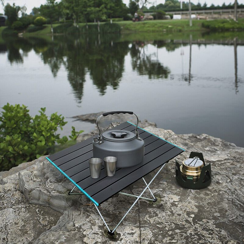 Outdoor Camping Table Mini Portable Folding Hiking Picnic Desk (Black Blue)
