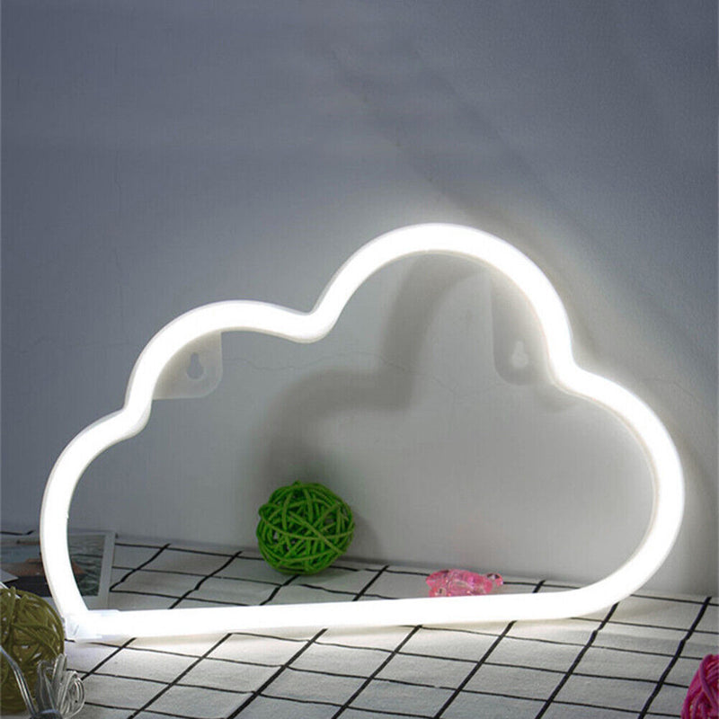 Cartoon Cloud Neon Light USB Battery Operated Hanging Lamp (White Light)