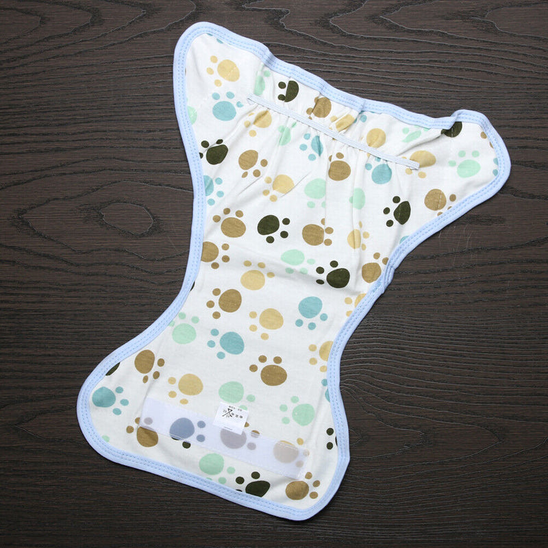 Baby Infants Breathable Soft Cotton Diaper Pants Reusable Nappy (Footprint)
