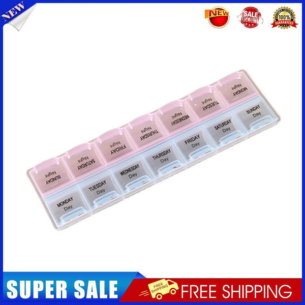 Weekly 7 Days Tablet Pill Box 2 Row 14 Grids Holder Medicine Storage Case