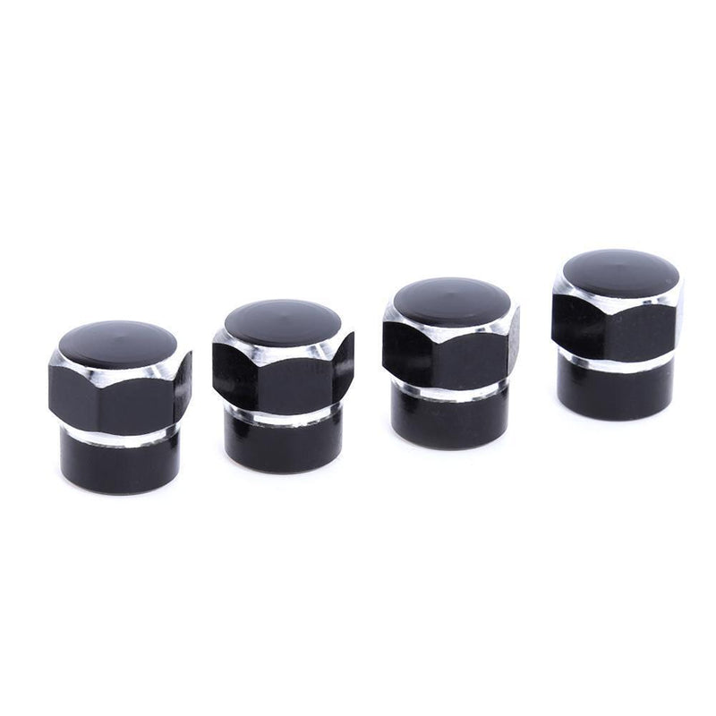 4pcs Universal Aluminum Car Wheel Tire Valve Stem Caps Dust Covers (Black)