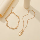 Women Metal Love Heart Pendant Necklace Multilayer Clavicle Chain Female Jewelry