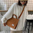Retro Corduroy Messenger Handbag Female Portable Casual Shoulder Top-handle Bag