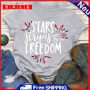 Independence Day Print Fireworks Letter T-Shirt (Light Grey M)