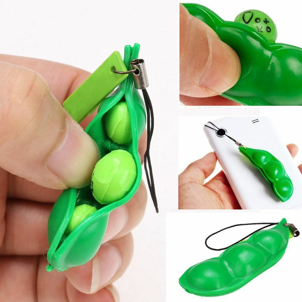 Extrusion Soybean Cute Key Chain Squeeze Bean Stress Relieve Phone Charm