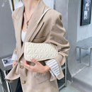 Retro Women Embossed Geometric PU Underarm Shoulder Bag Handbags (White)