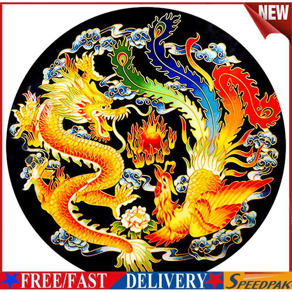 60x60cm 11CT Cross Stitch Kit DIY Stamped Dragon and Phoenix Needlework (B) #F