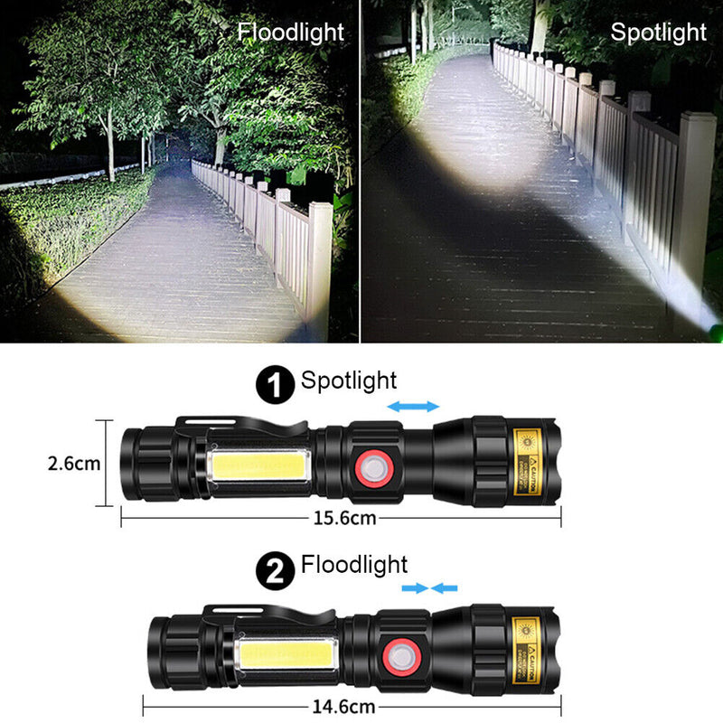 Multifunctional LED Camping UV Lights Outdoor Hiking Emergency Work Flashlight