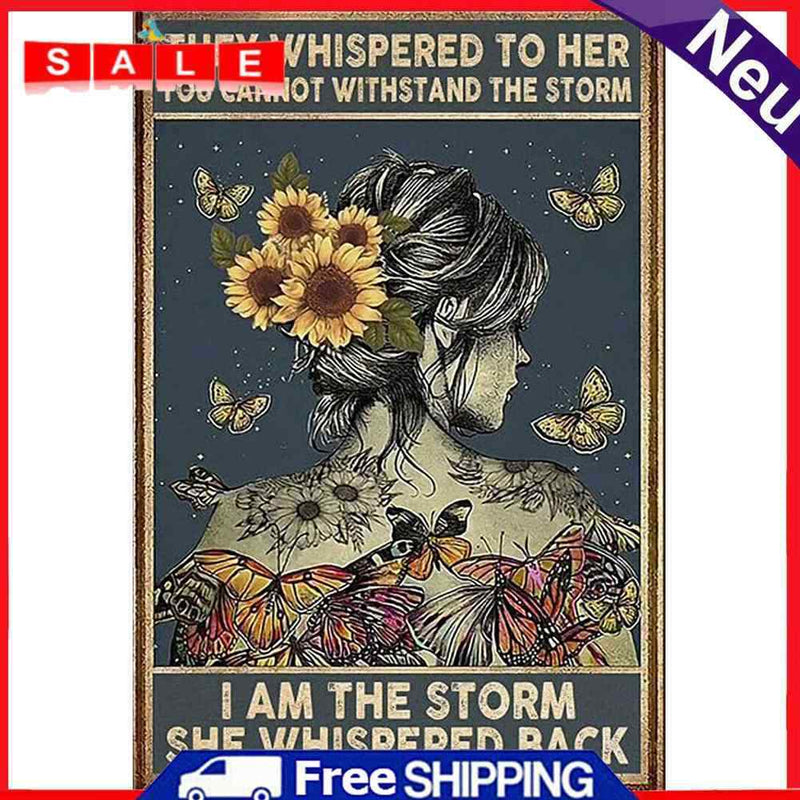 11CT Full Cross Stitch Sunflower Girl Back Counted DIY Cotton Thread Needlework