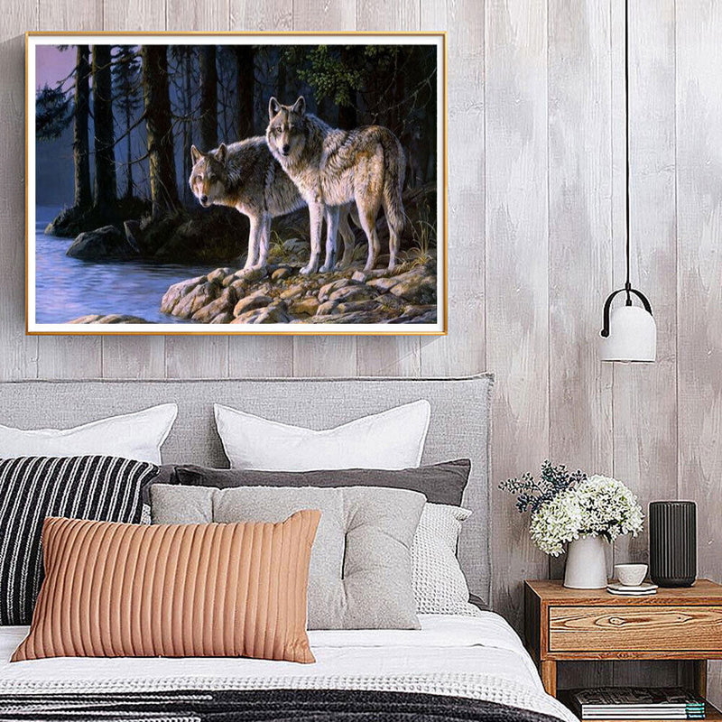 5D DIY Diamond Painting Kits Full Square Drill Forest Wolf Mosaic Wall Picture