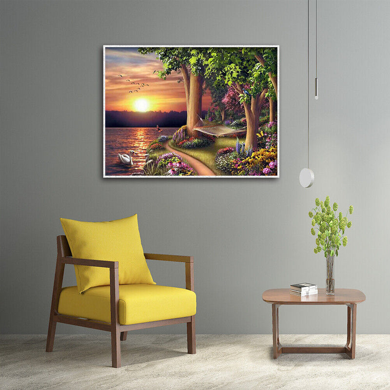 5D DIY Full Round Diamond Painting Landscape Rhinestone Picture Kits Wall Art