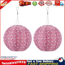 2pcs LED Round Solar Lantern Printed Waterproof Hanging Decor (Red Flower) Newly