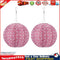 2pcs LED Round Solar Lantern Printed Waterproof Hanging Decor (Red Flower) Newly