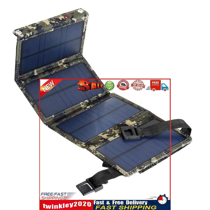 Waterproof 20W 5V Foldable USB Solar Panel Charger for Hiking (Camouflage) Newly