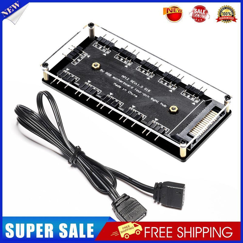 10 Ports RGB Fan HUB PC Desktop SATA Power 5V 3PIN ARGB Extension Splitter