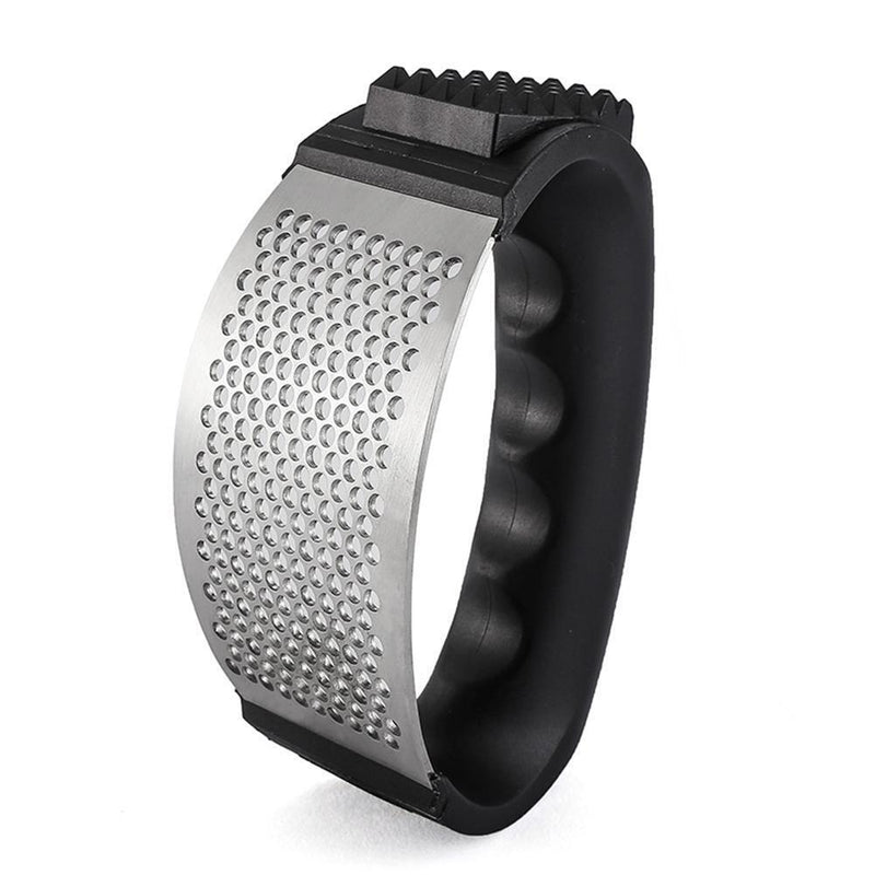 Stainless Steel Manual Garlic Presser Ginger Chopper Kitchen Tool (Black)