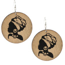 Böhmen Holz Ohrstecker Großer Kreis Afrikanische Königin Holz Gemalt Schmuck