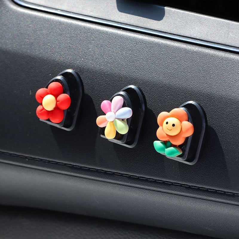 Wall Hanger Towel Rack Punch-free Mini Car Hook USB Cable Hanger Cute Plastic