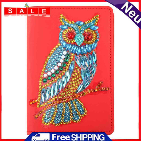 DIY Owl Special Shaped Diamond Painting Leather Travel Passport Protective Cover