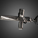 Unisex's Stainless Steel Cross Ring Pendant Necklace Leather Rope Long Chain