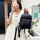 Fashion Women Lattice Pattern PU Pure Color Backpack Casual Ladies Small Handbag