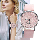 Women Casual Quartz Minimal Leather Round Dial Analog Wristwatch (Pink)
