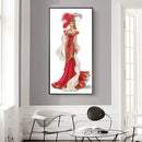 Red Dress Lady Full Round Drill Mosaic Wall Art Picture of Rhinestone Decoration