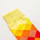 1 Pair Men Cotton Soft Socks Gradient Color Middle Tube Socks (Yellow Red)