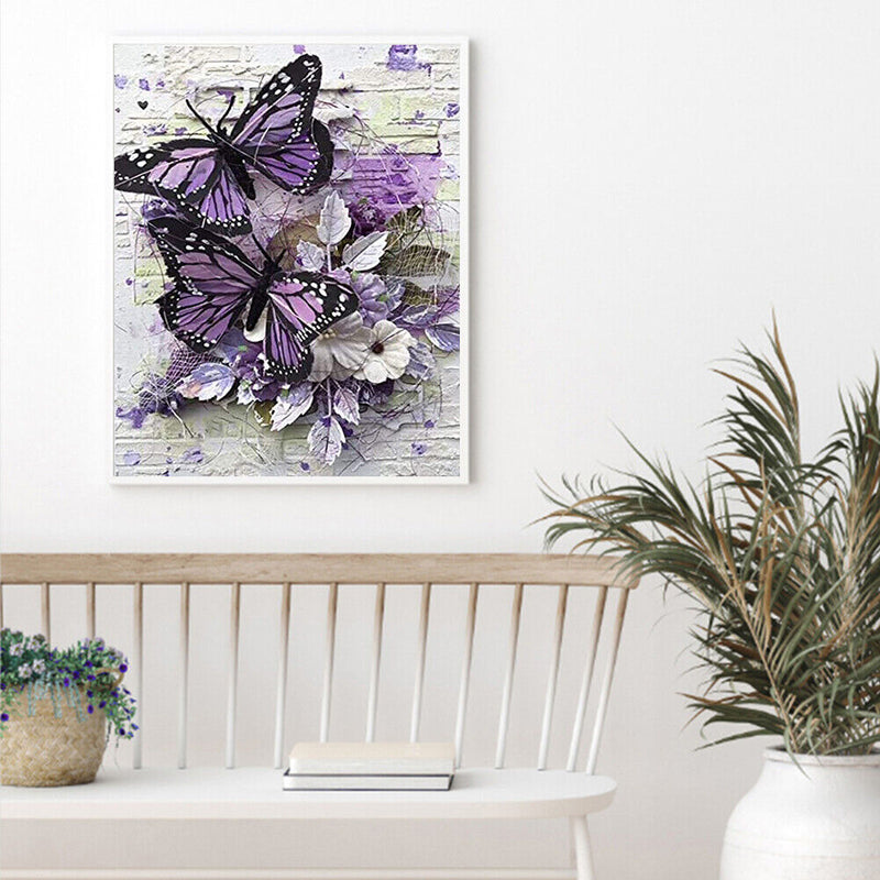 Purple Butterfly Oil Paint By Numbers Kits Canvas Picture DIY Wall Crafts Newly