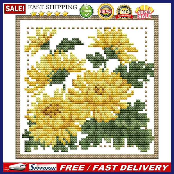 Print Artwork Canvas Flower Series DIY Needlework 14CT Stamped Kit Cross St