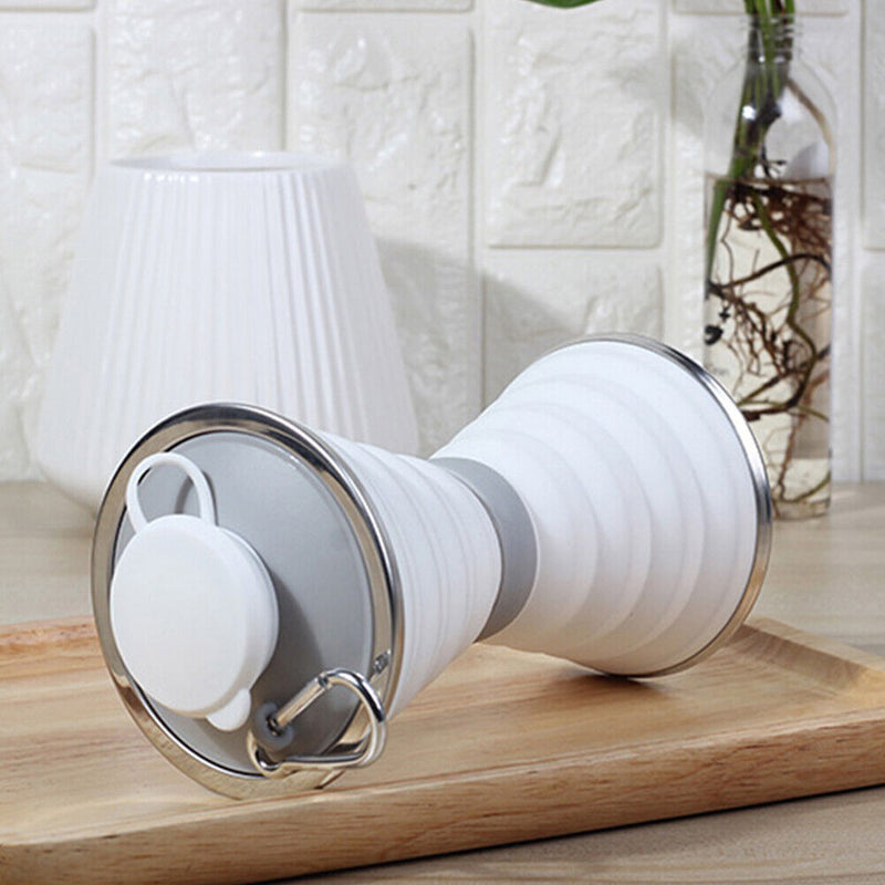 Sports 500mL Collapsible Soft Kettle Outdoor Silicone Water Bottle (White) Newly