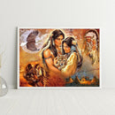 Native Wolf Drawing Frameless DIY Oil Paint by Numbers Canvas Home Decor